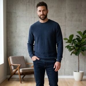 Boss Hugo Boss Green Label Textured Navy Rater Sweater Size XXL